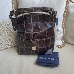 Dooney & Bourke Croc Embossed Leather Shoulder Bag | Brown Vintage NWT